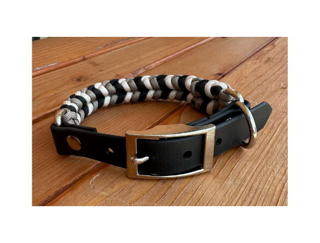 Coiled Charm Hand Braided Dog Collar in Black, Tan, & Cream - Tampa Home & Garden Store