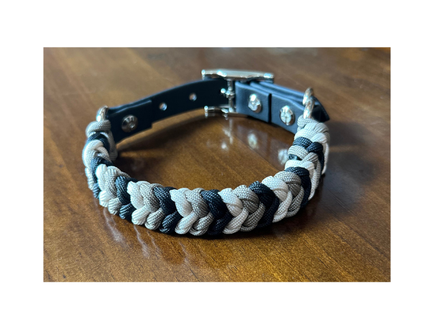 Coiled Charm Hand Braided Dog Collar in Black, Tan, & Cream - Tampa Home & Garden Store