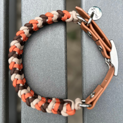 Coiled Charm Hand Braided Dog Collar in Burnt Orange, Walnut Brown, & Light Tan - Tampa Home & Garden Store