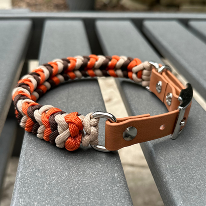 Coiled Charm Hand Braided Dog Collar in Burnt Orange, Walnut Brown, & Light Tan - Tampa Home & Garden Store