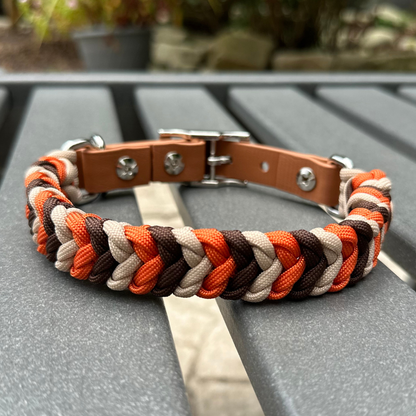 Coiled Charm Hand Braided Dog Collar in Burnt Orange, Walnut Brown, & Light Tan - Tampa Home & Garden Store