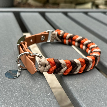 Coiled Charm Hand Braided Dog Collar in Burnt Orange, Walnut Brown, & Light Tan - Tampa Home & Garden Store