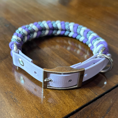 Coiled Charm Hand Braided Dog Collar in Lilac, Cream, & Silver Diamonds - Tampa Home & Garden Store