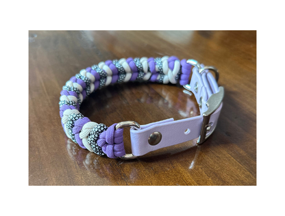 Coiled Charm Hand Braided Dog Collar in Lilac, Cream, & Silver Diamonds - Tampa Home & Garden Store