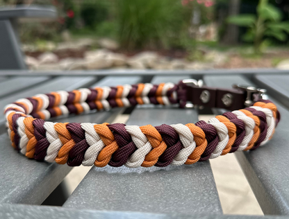Coiled Charm Hand Braided Dog Collar in Mustard, Burgundy, & Cream - Tampa Home & Garden Store