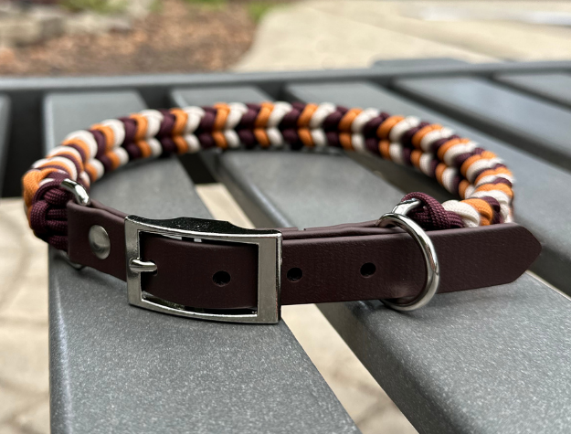 Coiled Charm Hand Braided Dog Collar in Mustard, Burgundy, & Cream - Tampa Home & Garden Store