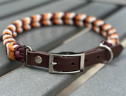 Coiled Charm Hand Braided Dog Collar in Mustard, Burgundy, & Cream - Tampa Home & Garden Store
