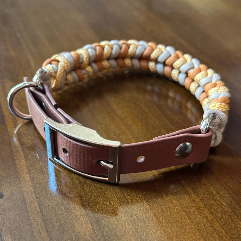 Coiled Charm Hand Braided Dog Collar in Mustard, Goldenrod, & Light Tan - Tampa Home & Garden Store