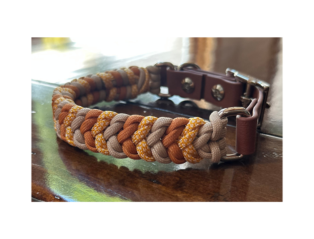 Coiled Charm Hand Braided Dog Collar in Mustard, Goldenrod, & Light Tan - Tampa Home & Garden Store