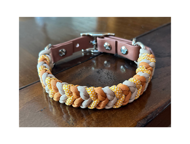 Coiled Charm Hand Braided Dog Collar in Mustard, Goldenrod, & Light Tan - Tampa Home & Garden Store