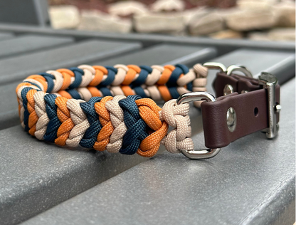 Coiled Charm Hand Braided Dog Collar in Mustard, Navy, & Light Tan - Tampa Home & Garden Store
