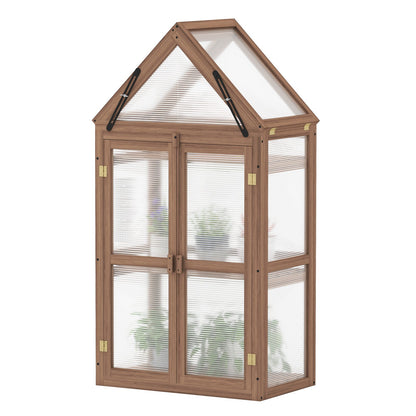 Cold Frame Mini Wooden Greenhouse for Vegetable and Flower-Brown
