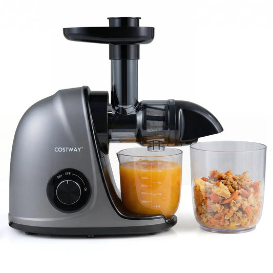 Cold-press juicer silver Costway with top feed; juice cup and veg cup on Tampa Home & Garden Store