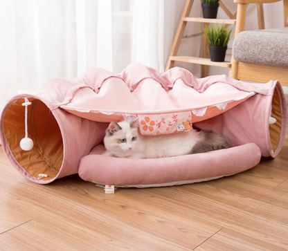 Collapsible Removable Cat Tunnel Tube With Cat Bed Set - Tampa Home & Garden Store