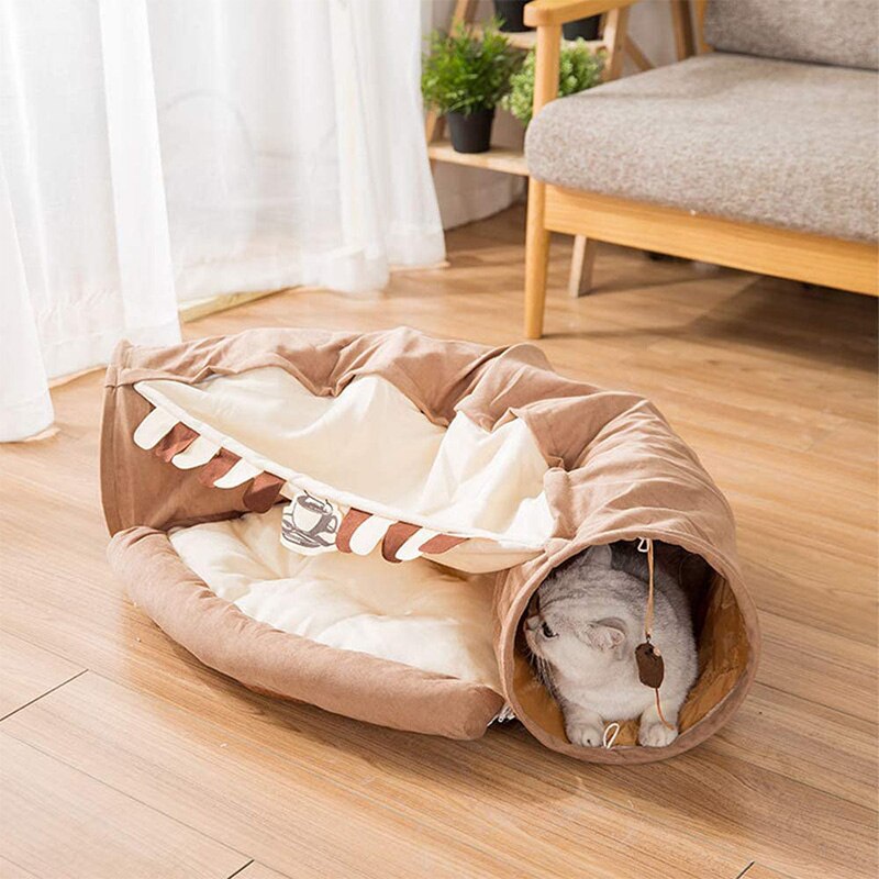 Collapsible Removable Cat Tunnel Tube With Cat Bed Set - Tampa Home & Garden Store