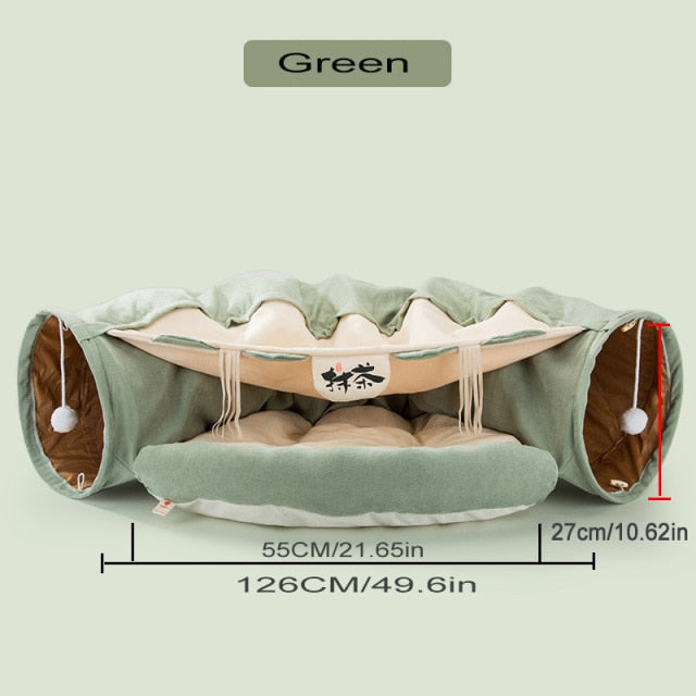 Collapsible Removable Cat Tunnel Tube With Cat Bed Set - Tampa Home & Garden Store