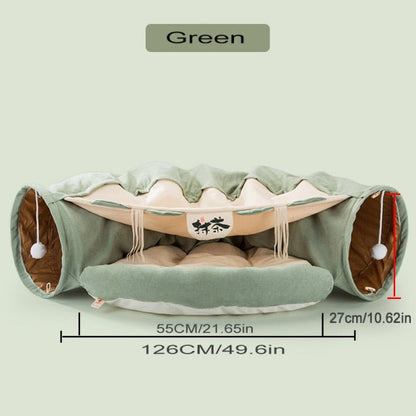Collapsible Removable Cat Tunnel Tube With Cat Bed Set - Tampa Home & Garden Store