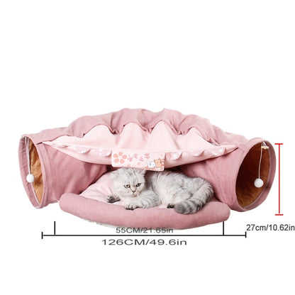 Collapsible Removable Cat Tunnel Tube With Cat Bed Set - Tampa Home & Garden Store