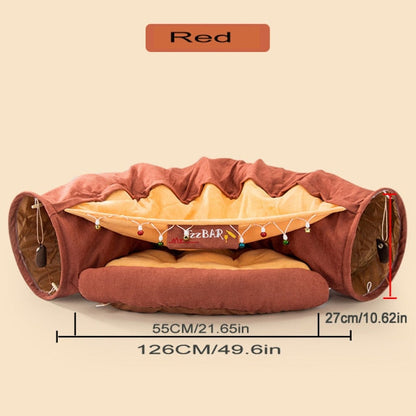 Collapsible Removable Cat Tunnel Tube With Cat Bed Set - Tampa Home & Garden Store