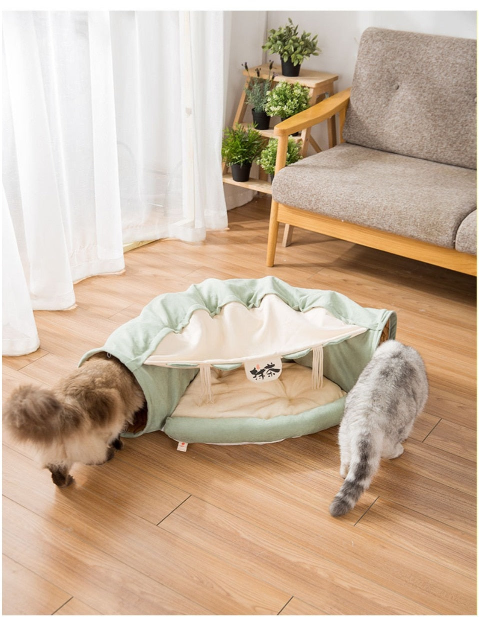 Collapsible Removable Cat Tunnel Tube With Cat Bed Set - Tampa Home & Garden Store