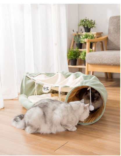 Collapsible Removable Cat Tunnel Tube With Cat Bed Set - Tampa Home & Garden Store