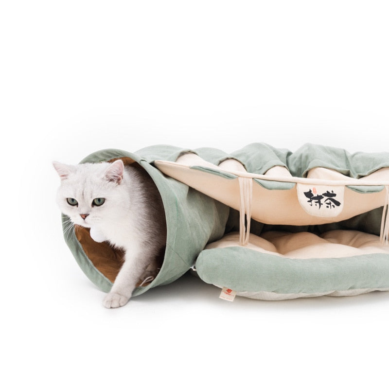 Collapsible Removable Cat Tunnel Tube With Cat Bed Set - Tampa Home & Garden Store