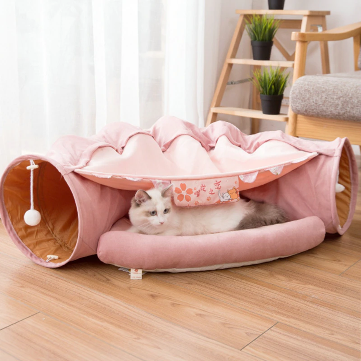 Collapsible Removable Cat Tunnel Tube With Cat Bed Set - Tampa Home & Garden Store