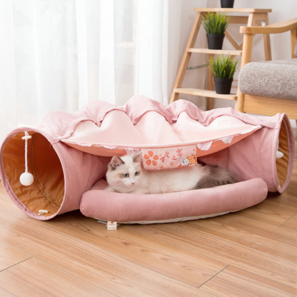 Collapsible Removable Cat Tunnel Tube With Cat Bed Set - Tampa Home & Garden Store
