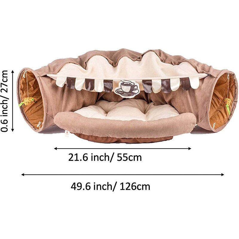 Collapsible Removable Cat Tunnel Tube With Cat Bed Set - Tampa Home & Garden Store