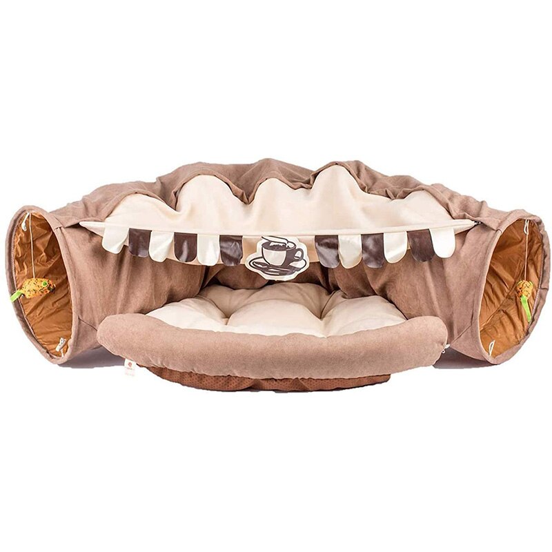 Collapsible Removable Cat Tunnel Tube With Cat Bed Set - Tampa Home & Garden Store
