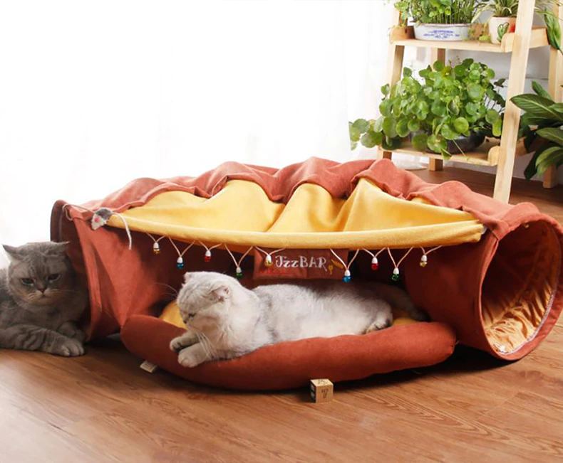 Collapsible Removable Cat Tunnel Tube With Cat Bed Set - Tampa Home & Garden Store