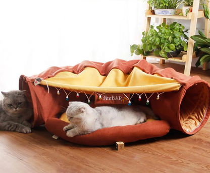 Collapsible Removable Cat Tunnel Tube With Cat Bed Set - Tampa Home & Garden Store