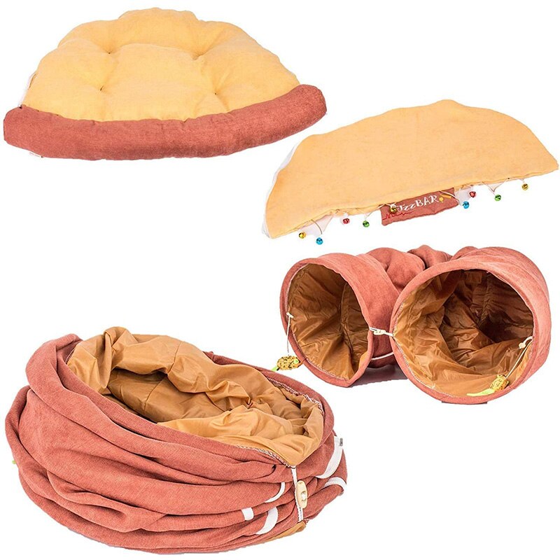 Collapsible Removable Cat Tunnel Tube With Cat Bed Set - Tampa Home & Garden Store