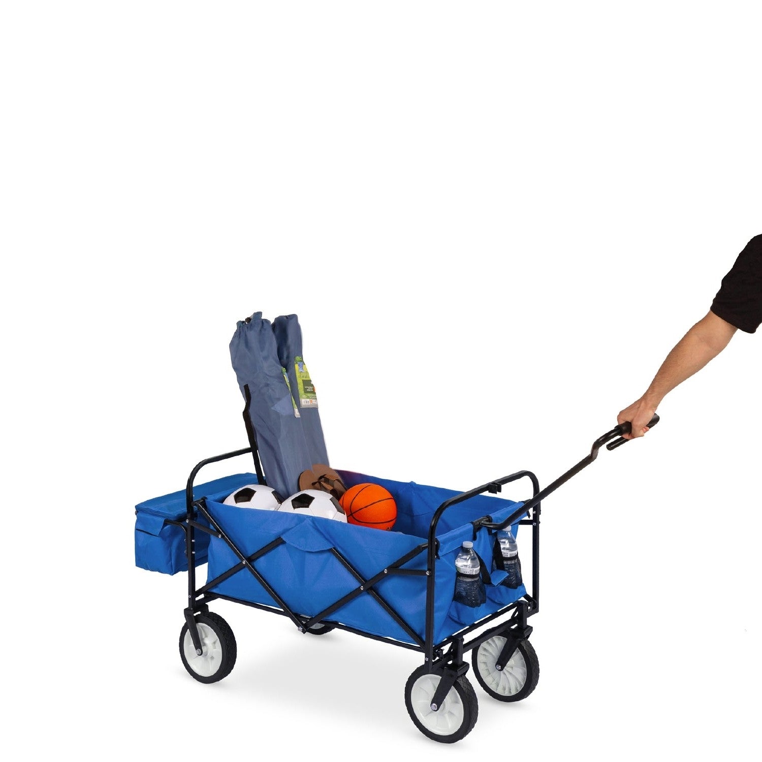 Collapsible Utility Wagon Cart Indoor/Outdoor with Canopy - Blue - Tampa Home & Garden Store