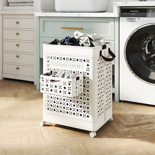 Collapsible Laundry Basket 20 Gallon Plastic Storage Bin-White - Tampa Home & Garden Store