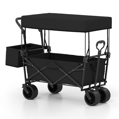 GemGear collapsible wagon with removable canopy and detachable storage bag, black four-wheel on Tampa Home & Garden Store