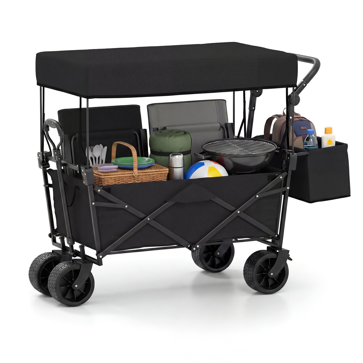 GemGear collapsible wagon with removable canopy and detachable storage bag, black, large wheels on Tampa Home & Garden Store