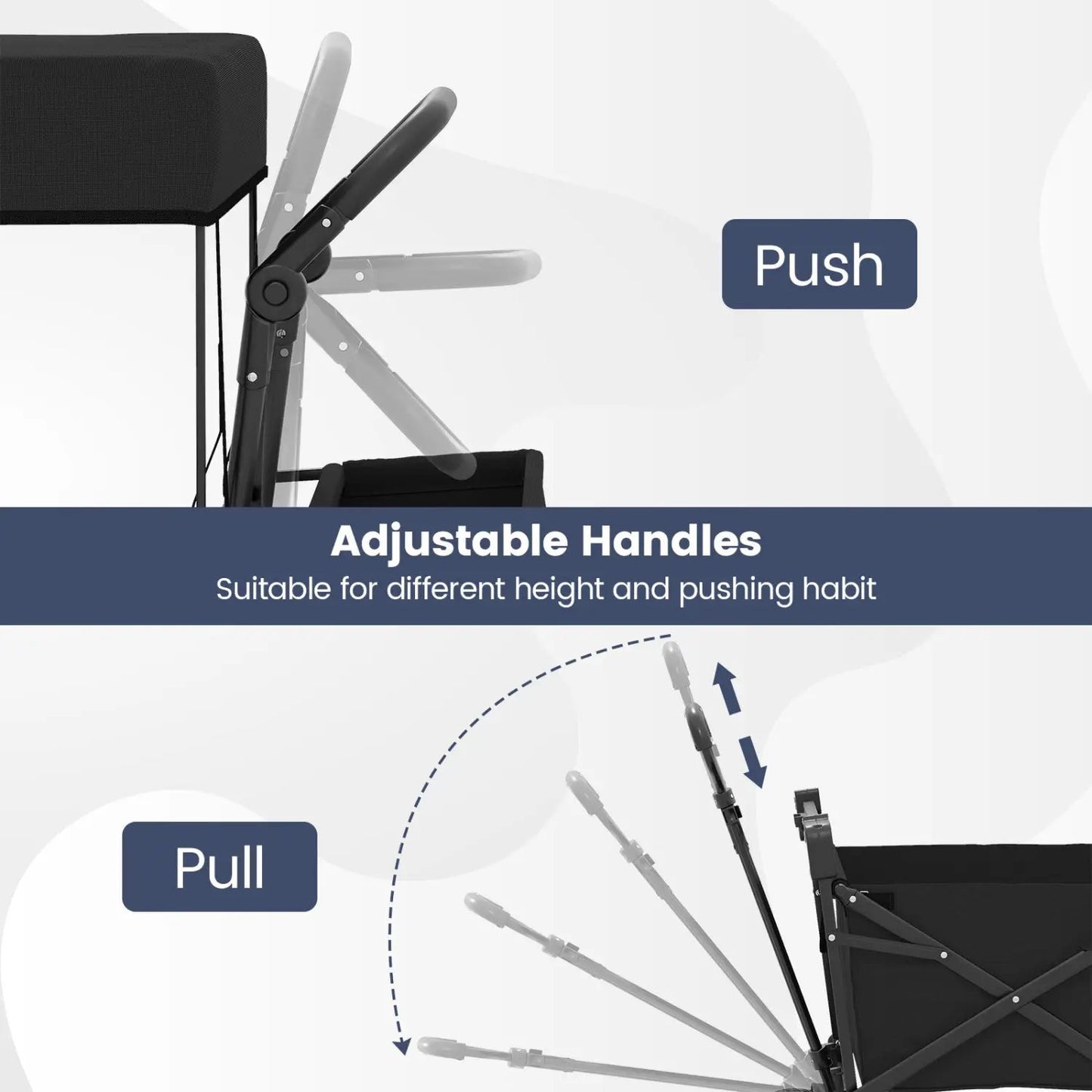 Collapsible Wagon with Removable Canopy and Detachable Storage Bag