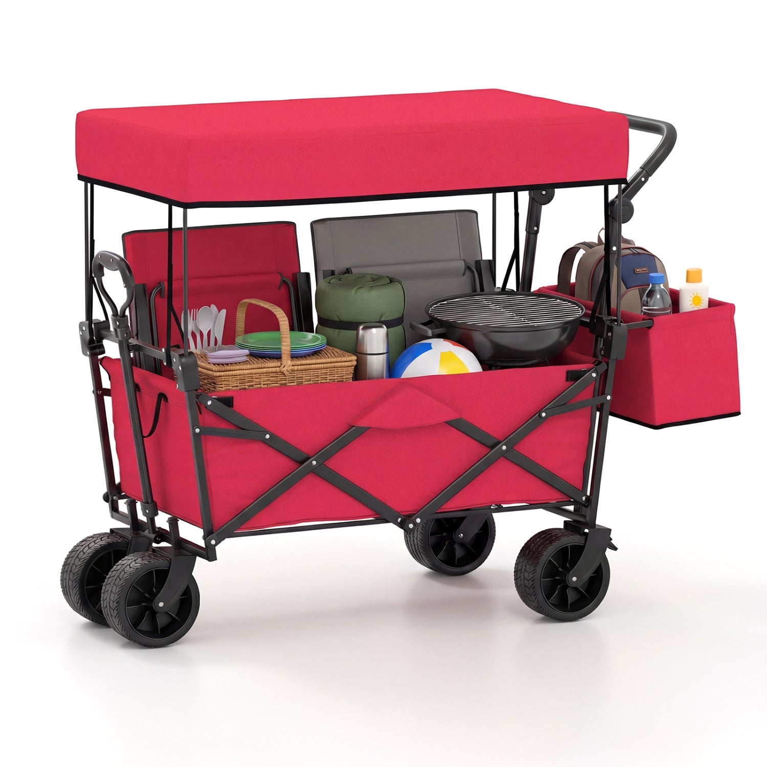 GemGear Collapsible Wagon with Removable Canopy and Detachable Storage Bag, red, 4-wheeled on Tampa Home & Garden Store