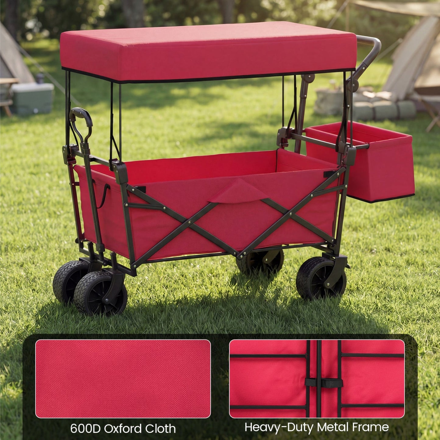 GemGear red collapsible wagon with removable canopy and detachable storage bag, heavy-duty frame on Tampa Home & Garden Store