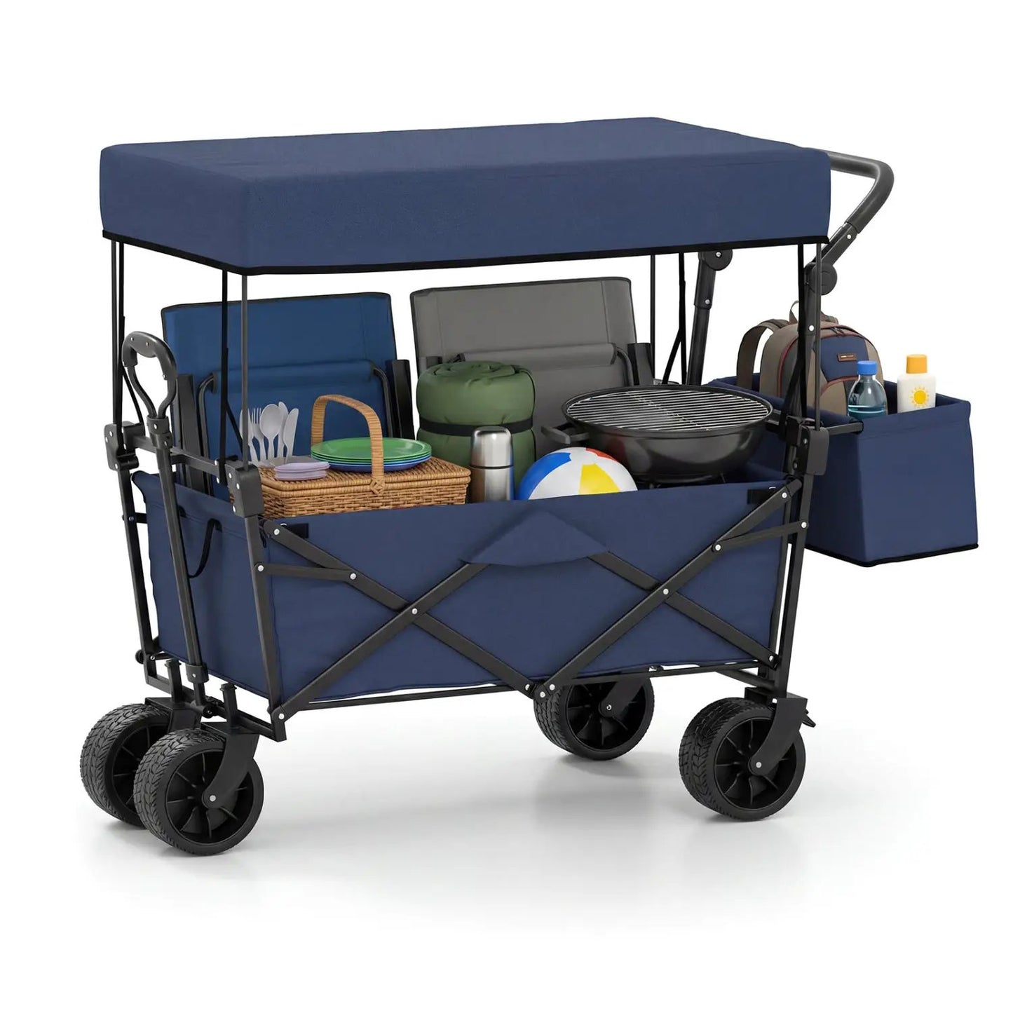 Collapsible Wagon with Removable Canopy and Detachable Storage Bag