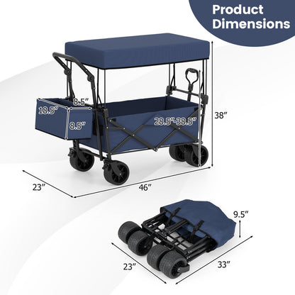 GemGear Collapsible Wagon with removable canopy and detachable storage bag, blue on Tampa Home & Garden Store