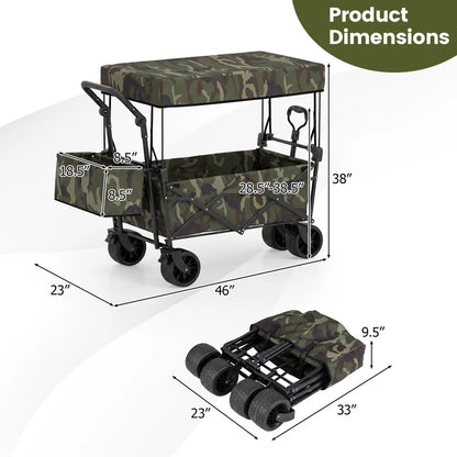 Collapsible Wagon with Removable Canopy and Detachable Storage Bag