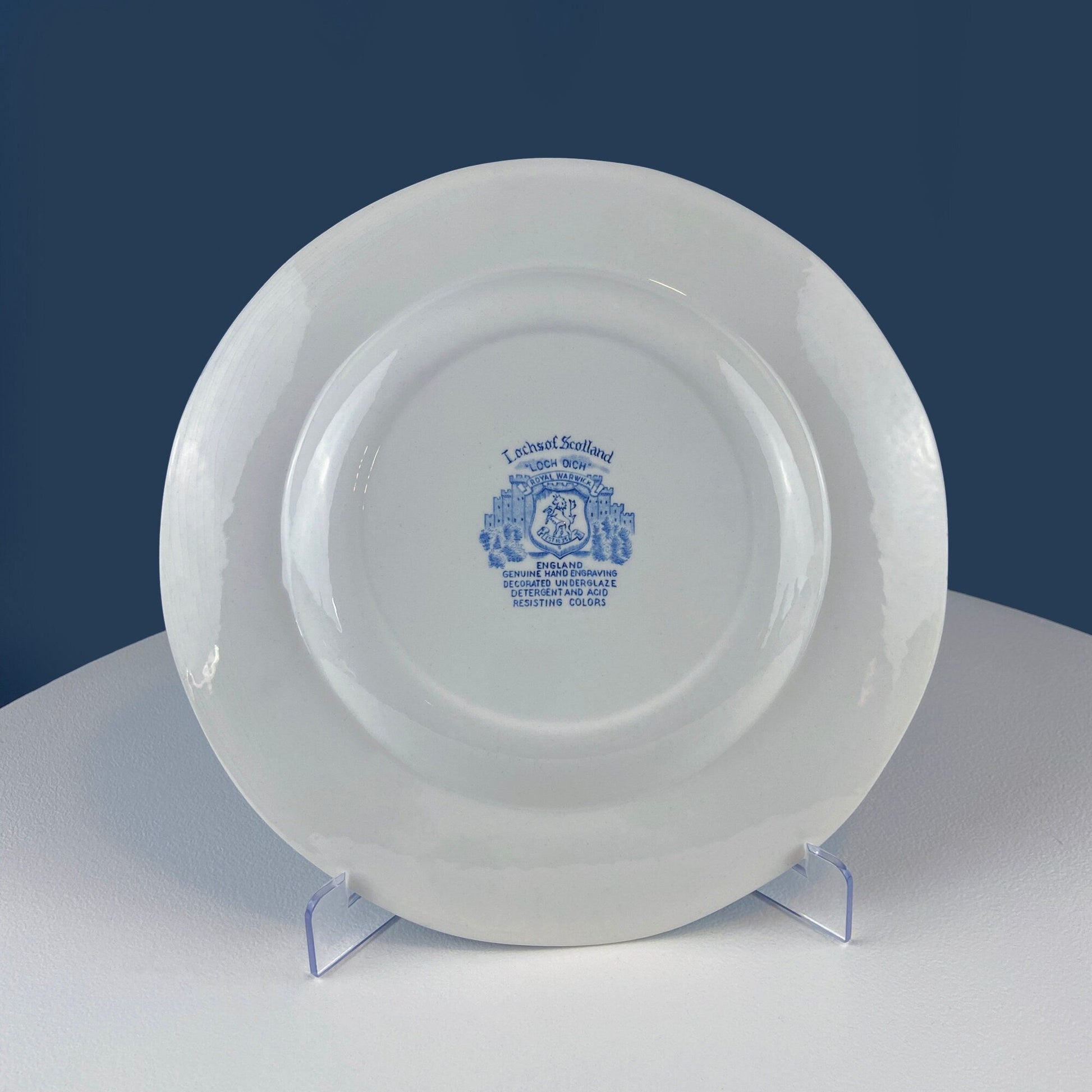 Collection of Fine English Blue White Tableware. 3 Plates & 2 Berry Bowls. Lochs of Scotland. Huddington Court. Tonquin by Mott. Rustic Home - Tampa Home & Garden Store