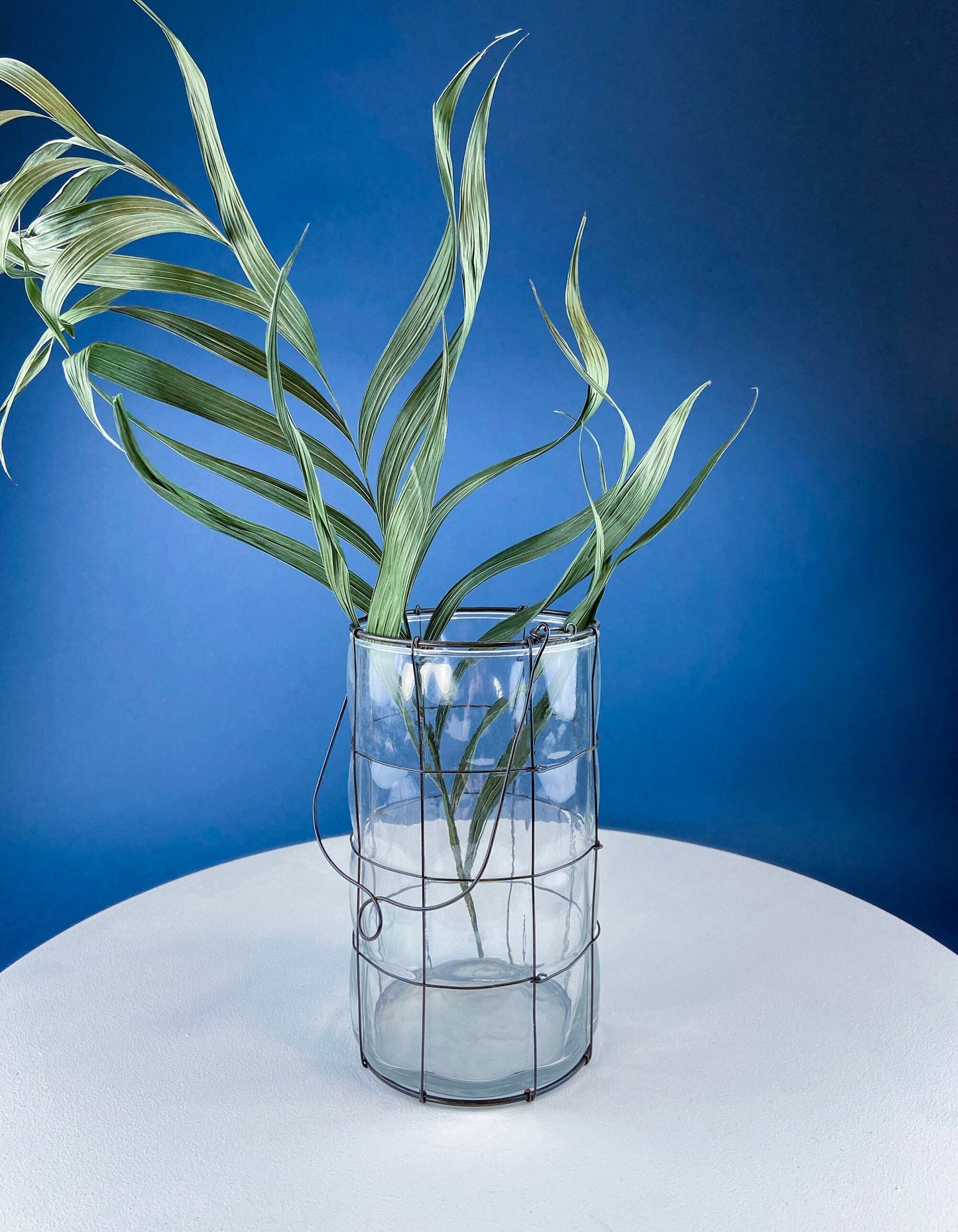 Collection of Rustic, Clear Glass Jars & Bottles with Metal Wire Baskets. Three Sets of Flower Vases or Candle Holders. Modern Farmhouse. - Tampa Home & Garden Store