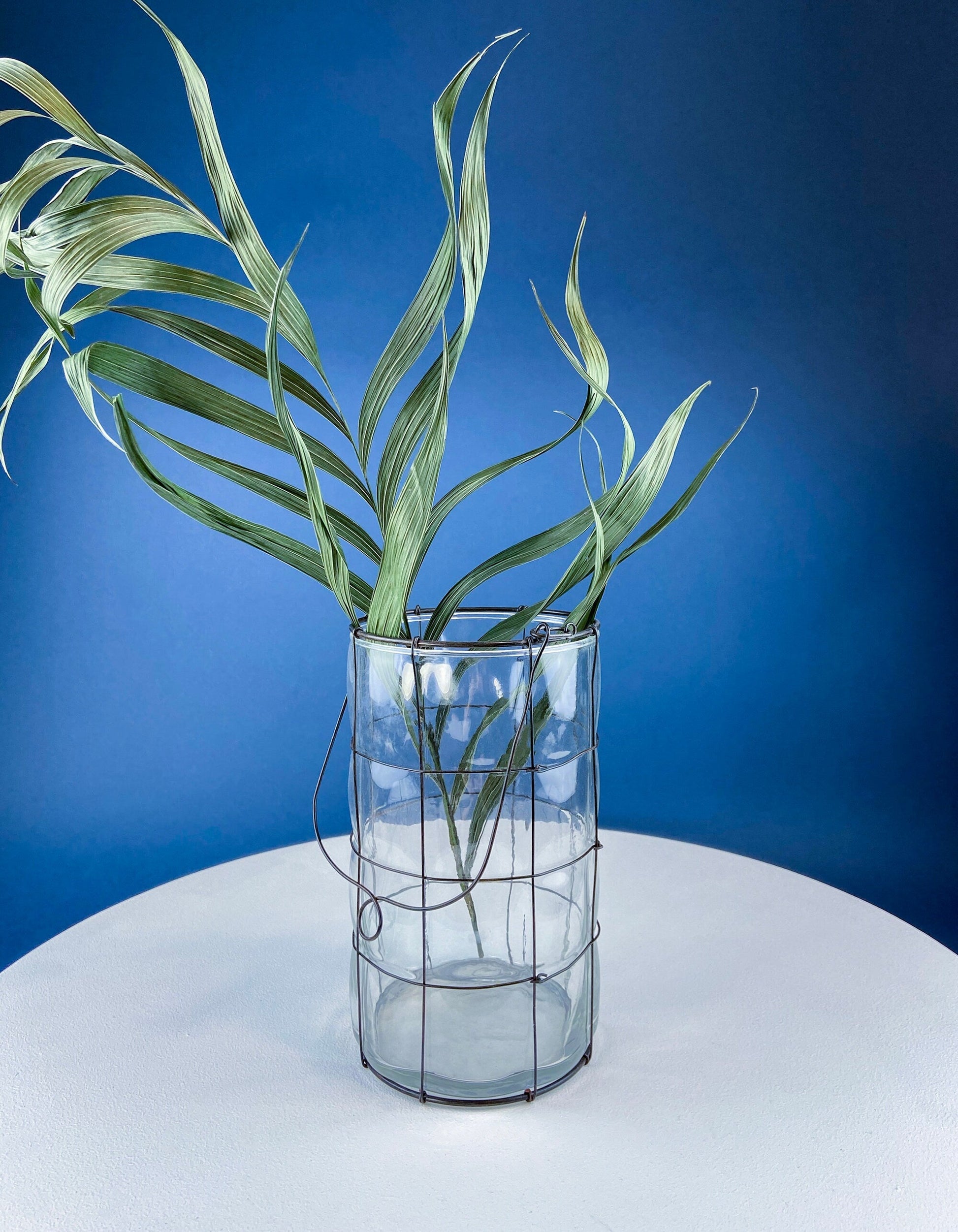 Collection of Rustic, Clear Glass Jars & Bottles with Metal Wire Baskets. Three Sets of Flower Vases or Candle Holders. Modern Farmhouse. - Tampa Home & Garden Store