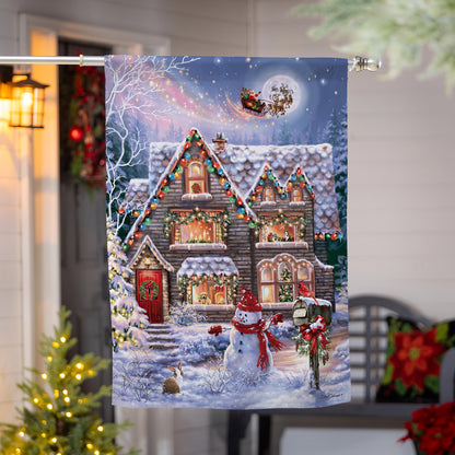 Colorful Christmas House Suede House Flag - Tampa Home & Garden Store