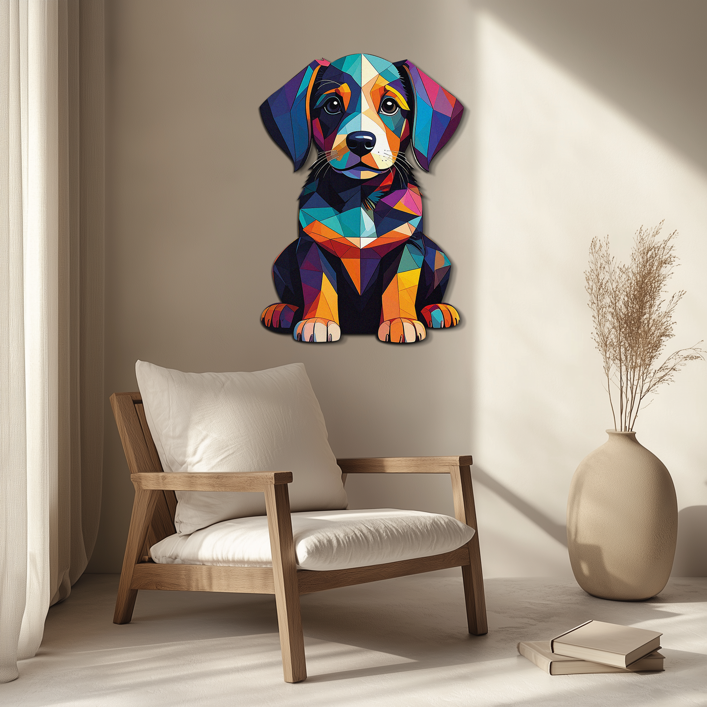 Colorful Geometric Dog Metal Wall Art – Bold Puppy Decor-KAFUVM038 - Tampa Home & Garden Store