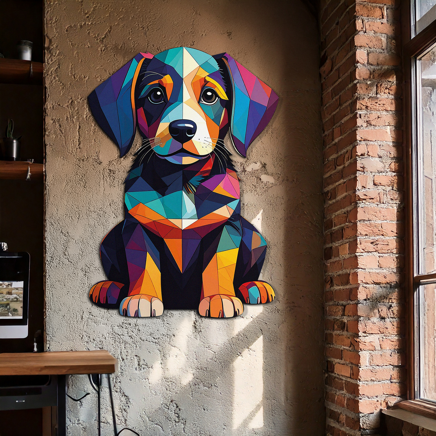 Colorful Geometric Dog Metal Wall Art – Bold Puppy Decor-KAFUVM038 - Tampa Home & Garden Store
