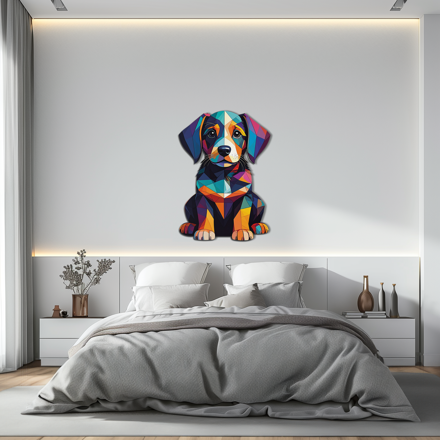 Colorful Geometric Dog Metal Wall Art – Bold Puppy Decor-KAFUVM038 - Tampa Home & Garden Store